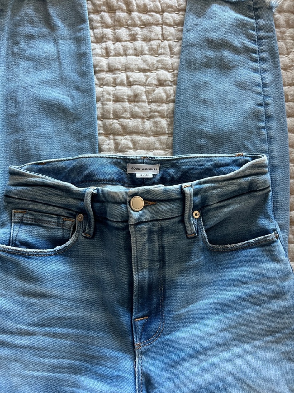 Good American High-Rise Light Blue Stretch Denim Jeans